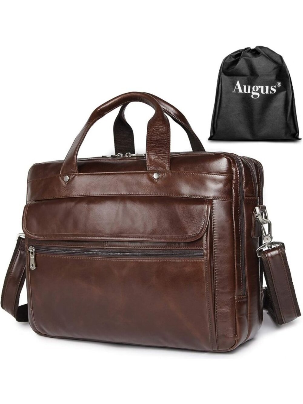 Stylish Leather Briefcase for Men, 15.6" Laptop Bag, Business & Travel Ready